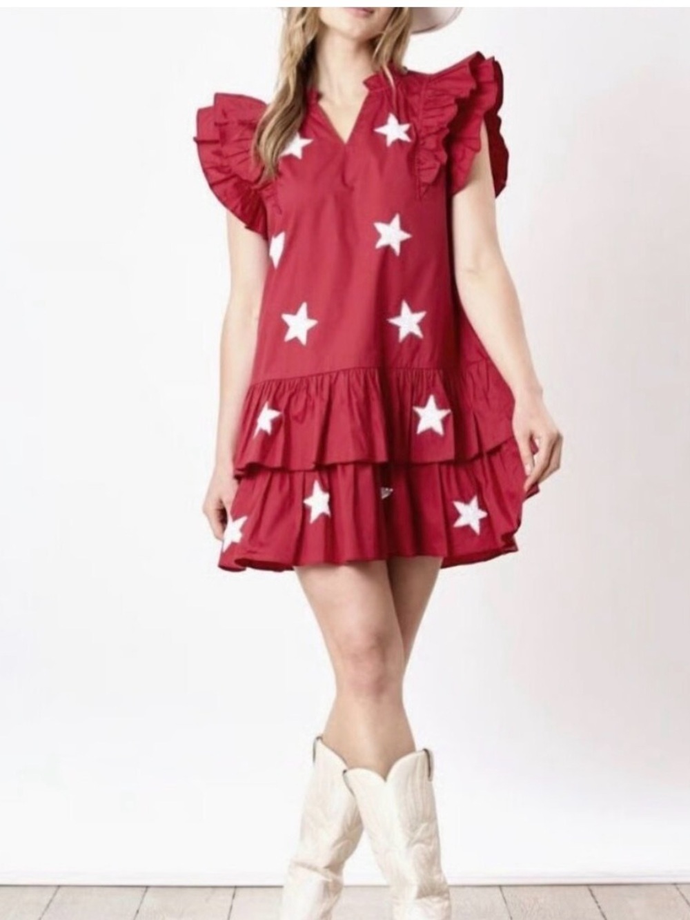 Fantastic Fawn Cecilia Mini Dress White & Crimson Americana Size Small NWT